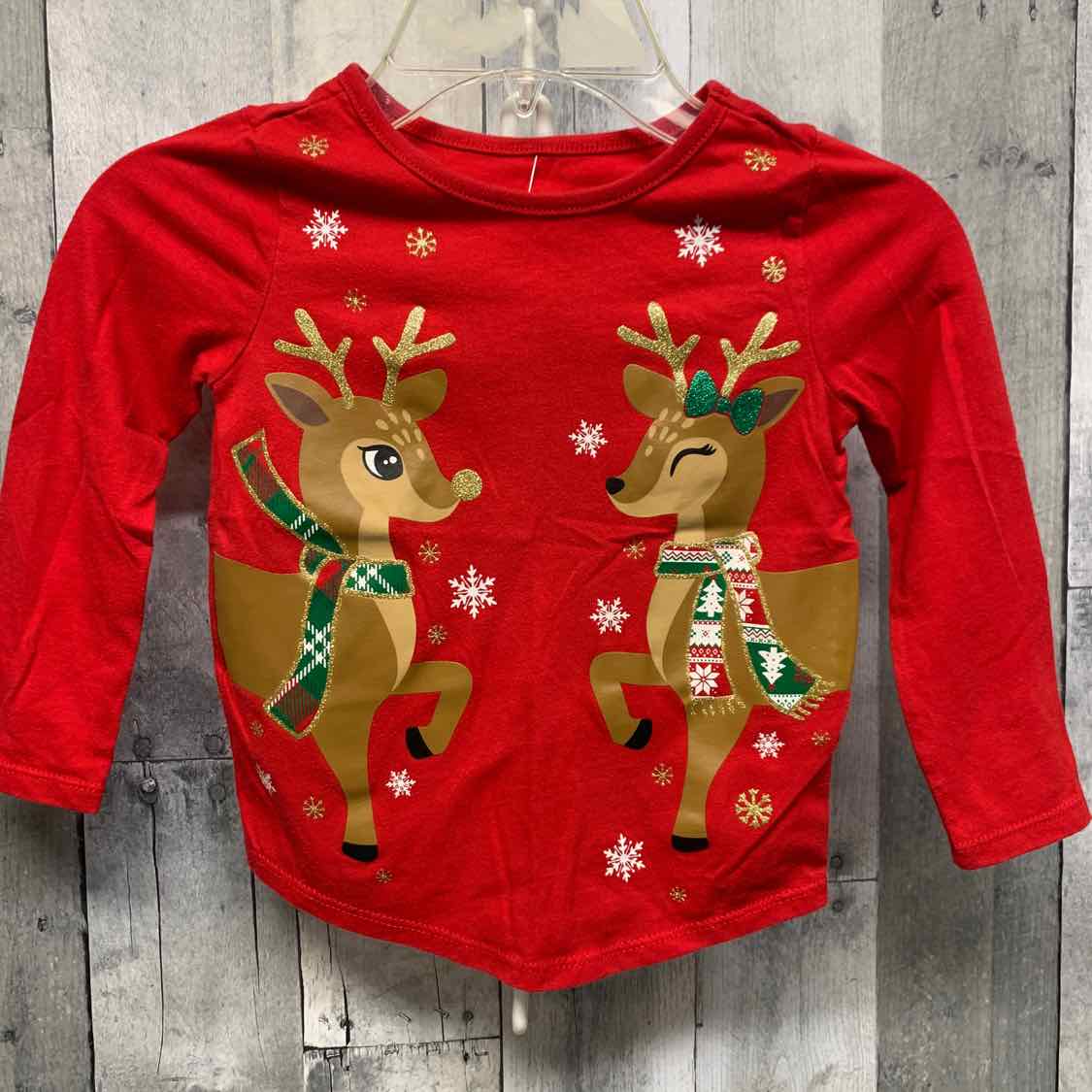 Size 3T Red Graphic Holiday Brands Long Sleeve Shirt