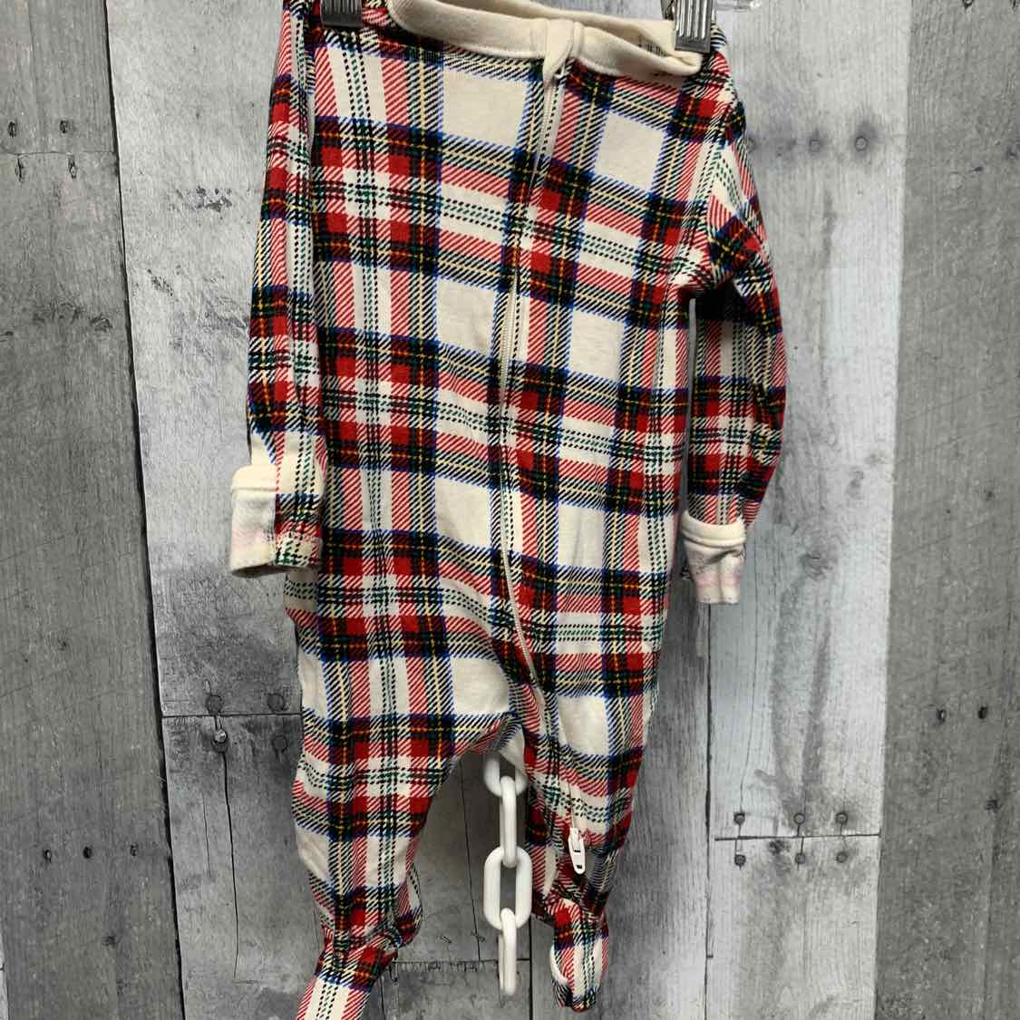 Size 0-3 Months Ivory/Red Old Navy Footy PJs