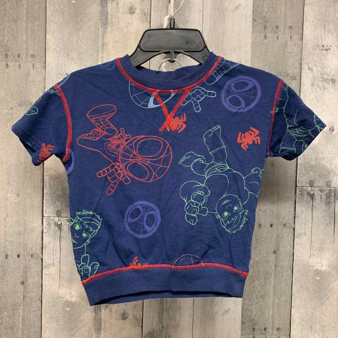 Size 4T Navy Print Marvel Shirt/Shorts