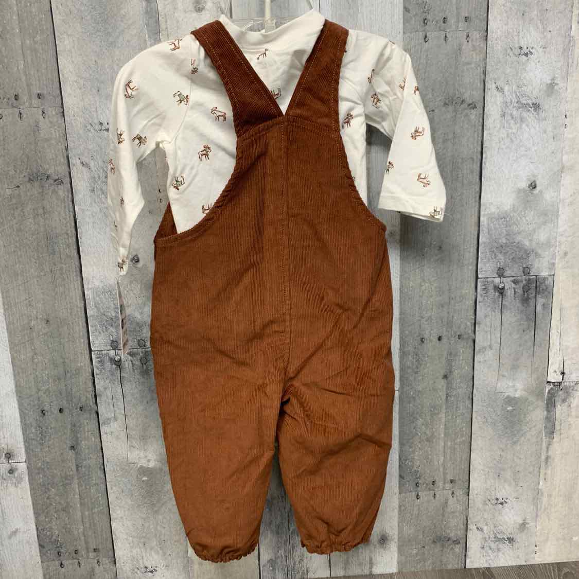 Size 12 Months White/Brown Just One You Shirt/Pants