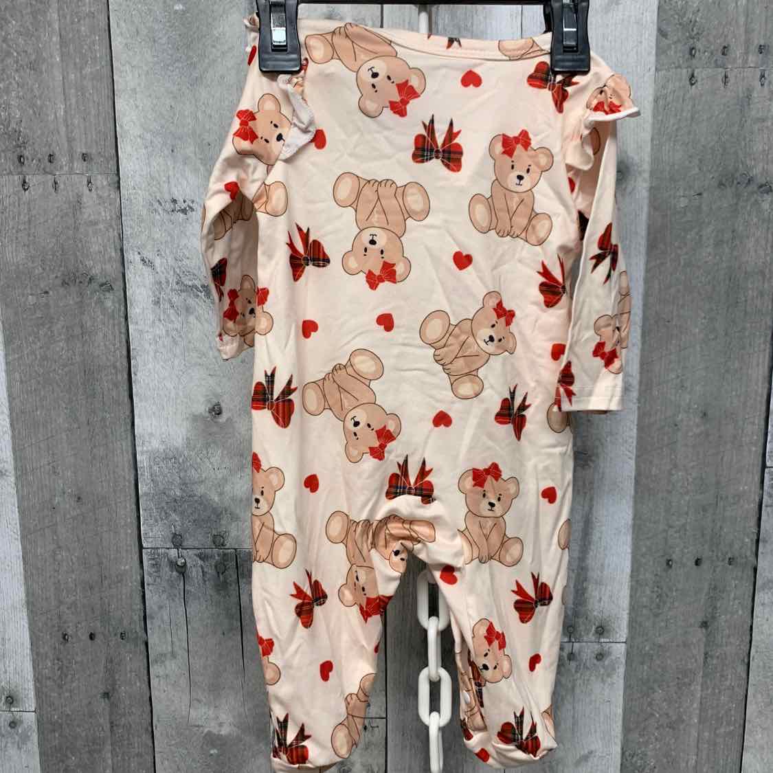 Size 0-3 Months Tan/Red B Brand Footy PJs