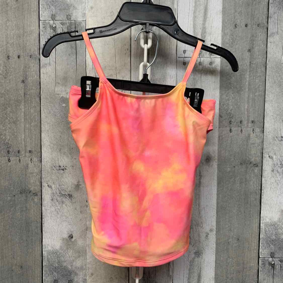 Size 10/12 Pink/Orange Breaking Waves Swim Suit - 2pc+