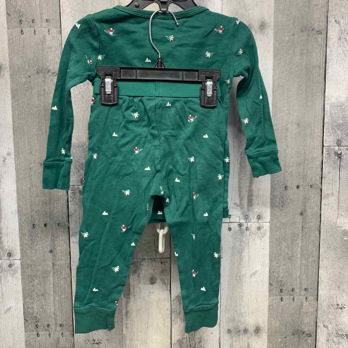 Size 2T Green Print Holiday Brands 2pc PJs