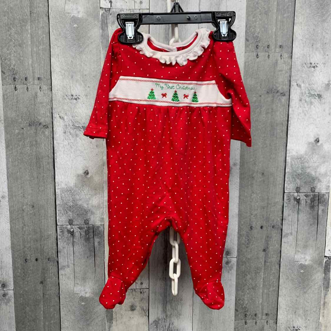 Size 3 Months Red/White Little Me Footy PJs