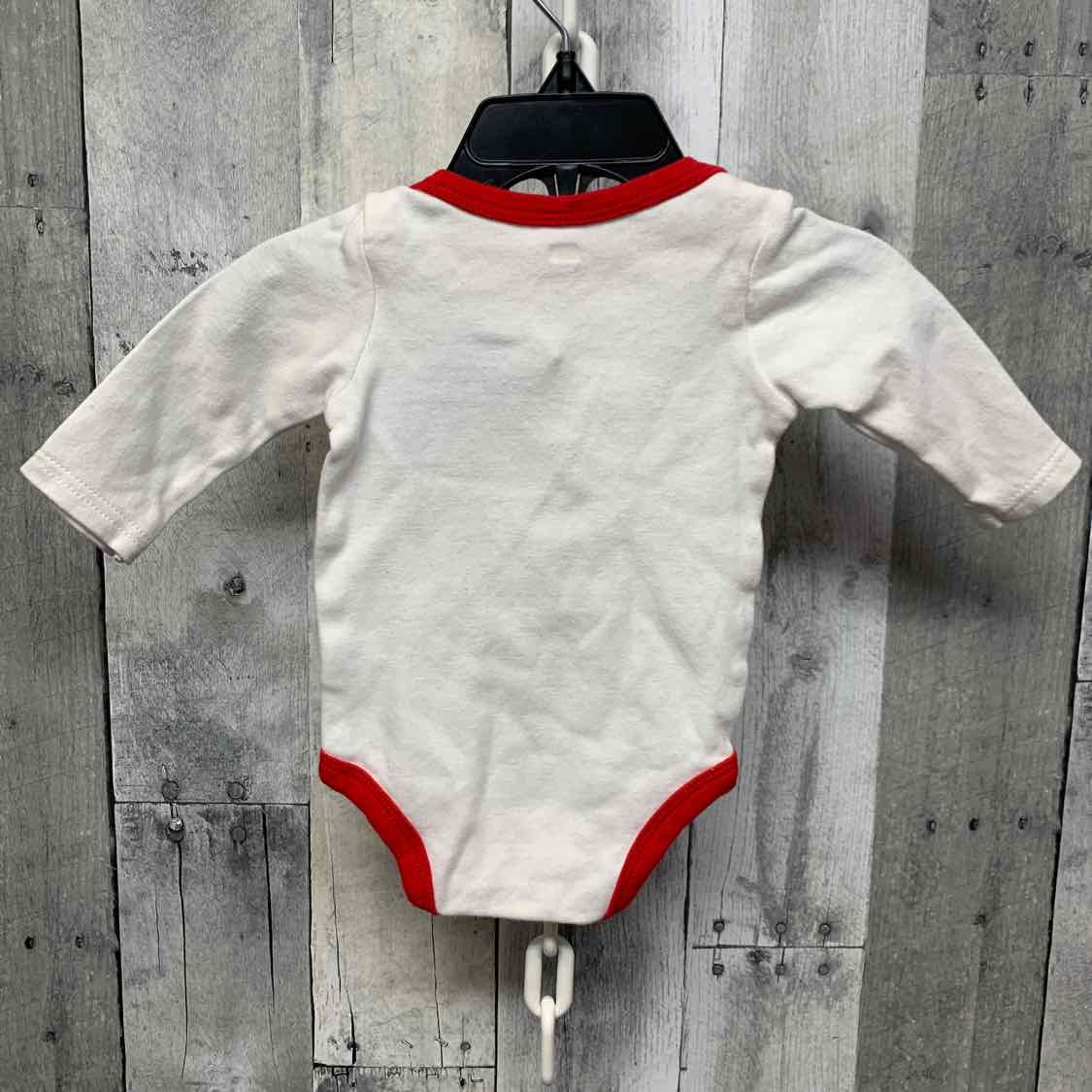 Size 0-3 Months White/Red B Brand Bodysuit