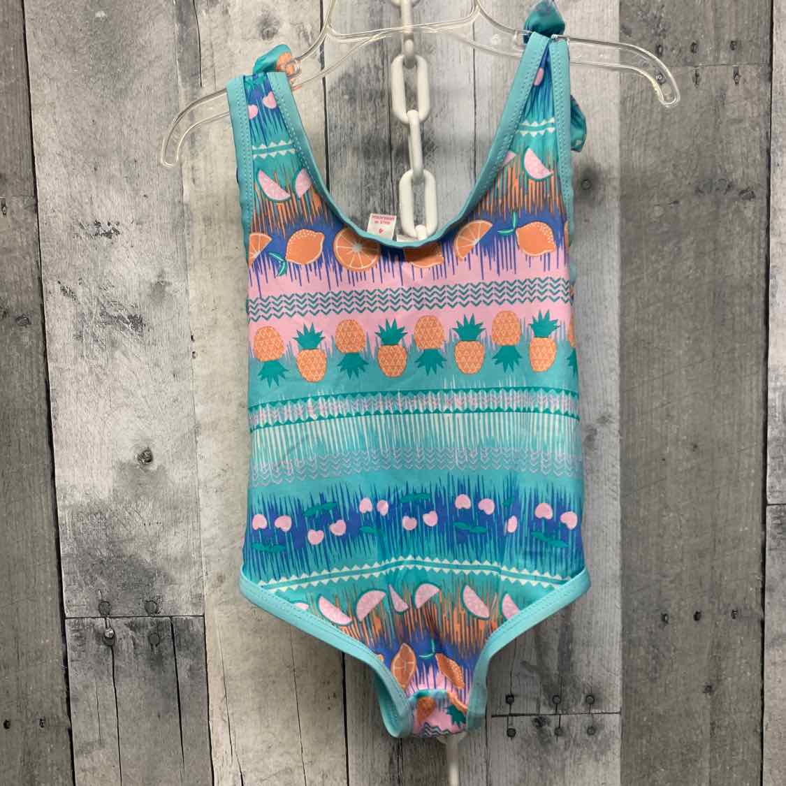 Size 4 Blue Print Pink Platinum Swim Suit - 1pc