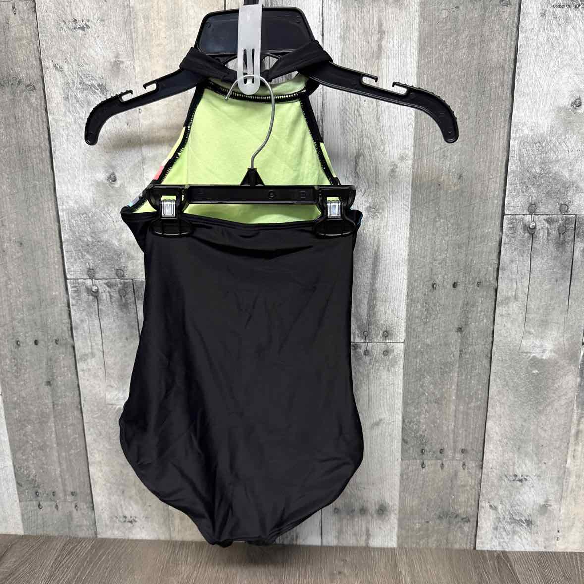 Size 7/8 Green/Black Justice Swim Suit - 1pc