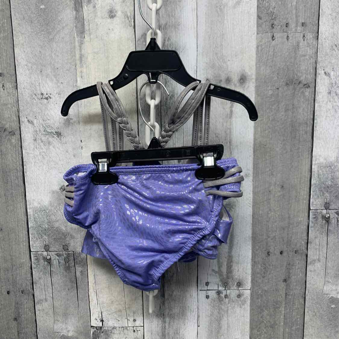 Size 8 Purple/Silver Penelope Mack Swim Suit - 2pc+