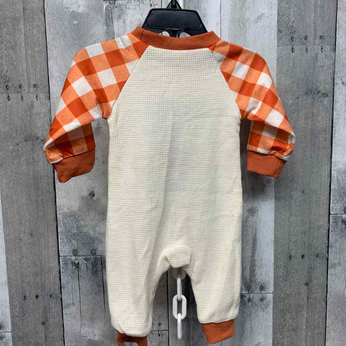 Size 3 Months White/Orange B Brand Romper