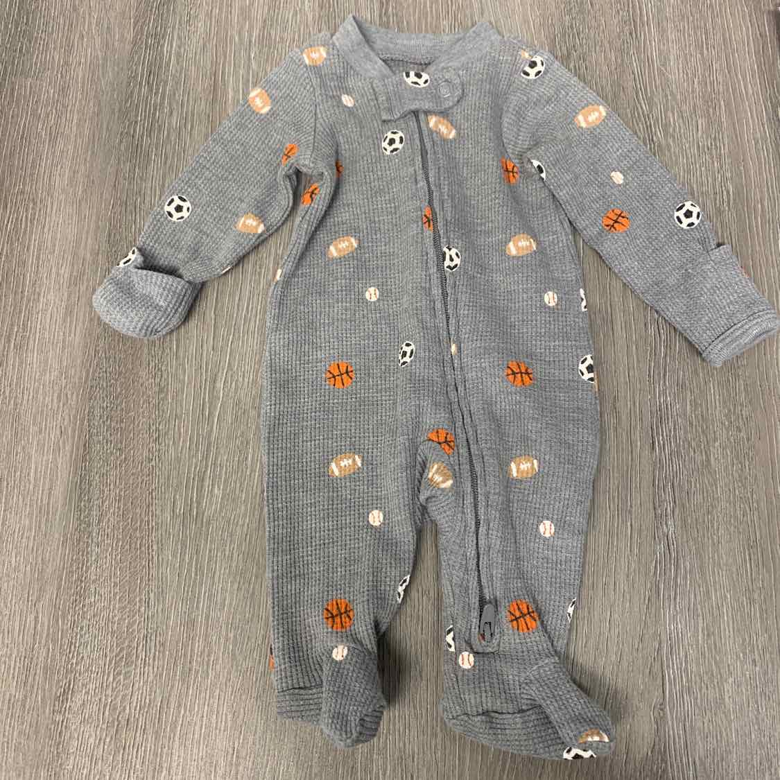 Size Preemie Gray/Orange Carter's Footy PJs