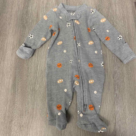 Size Preemie Gray/Orange Carter's Footy PJs