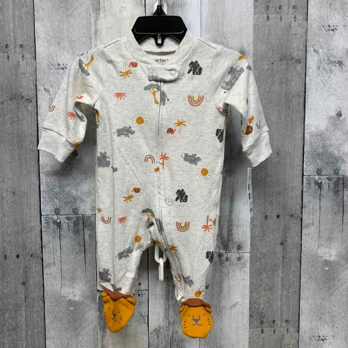 Size 3 Months Gray Print Just One You Footy PJs