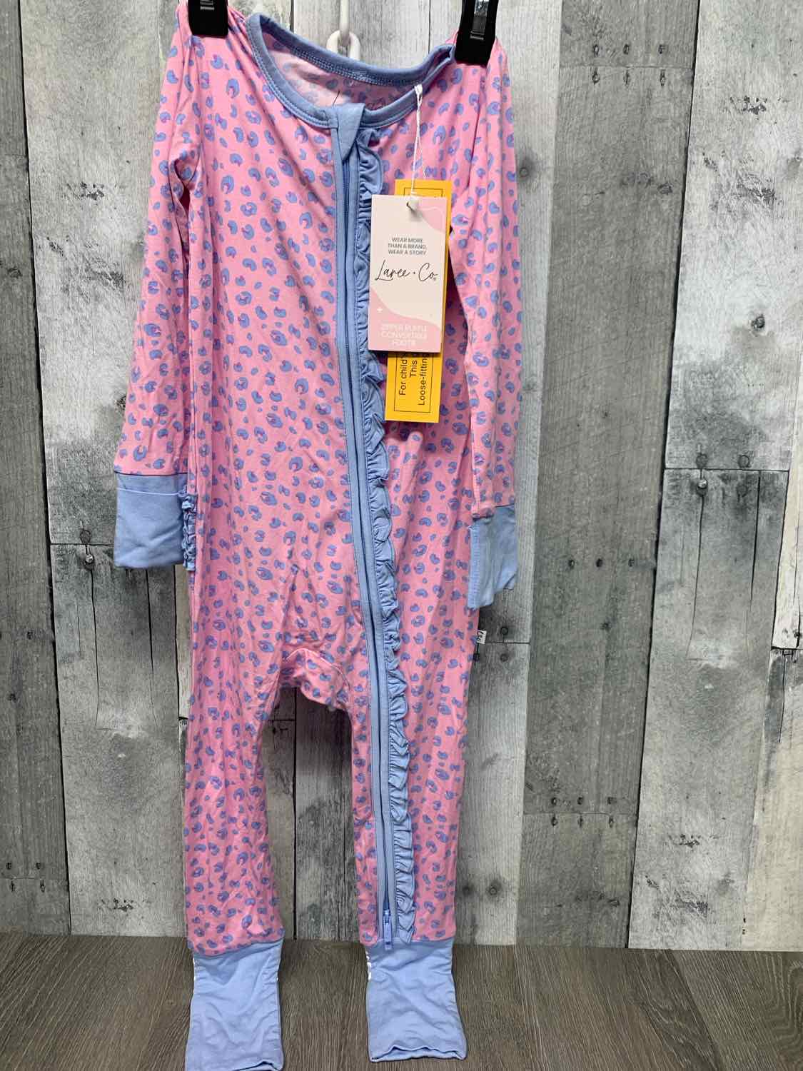Size 18-24 Months Pink Animal Print Bamboo Footy PJs