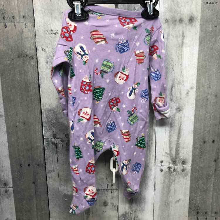 Size 0-3 Months Purple Print Old Navy Footy PJs