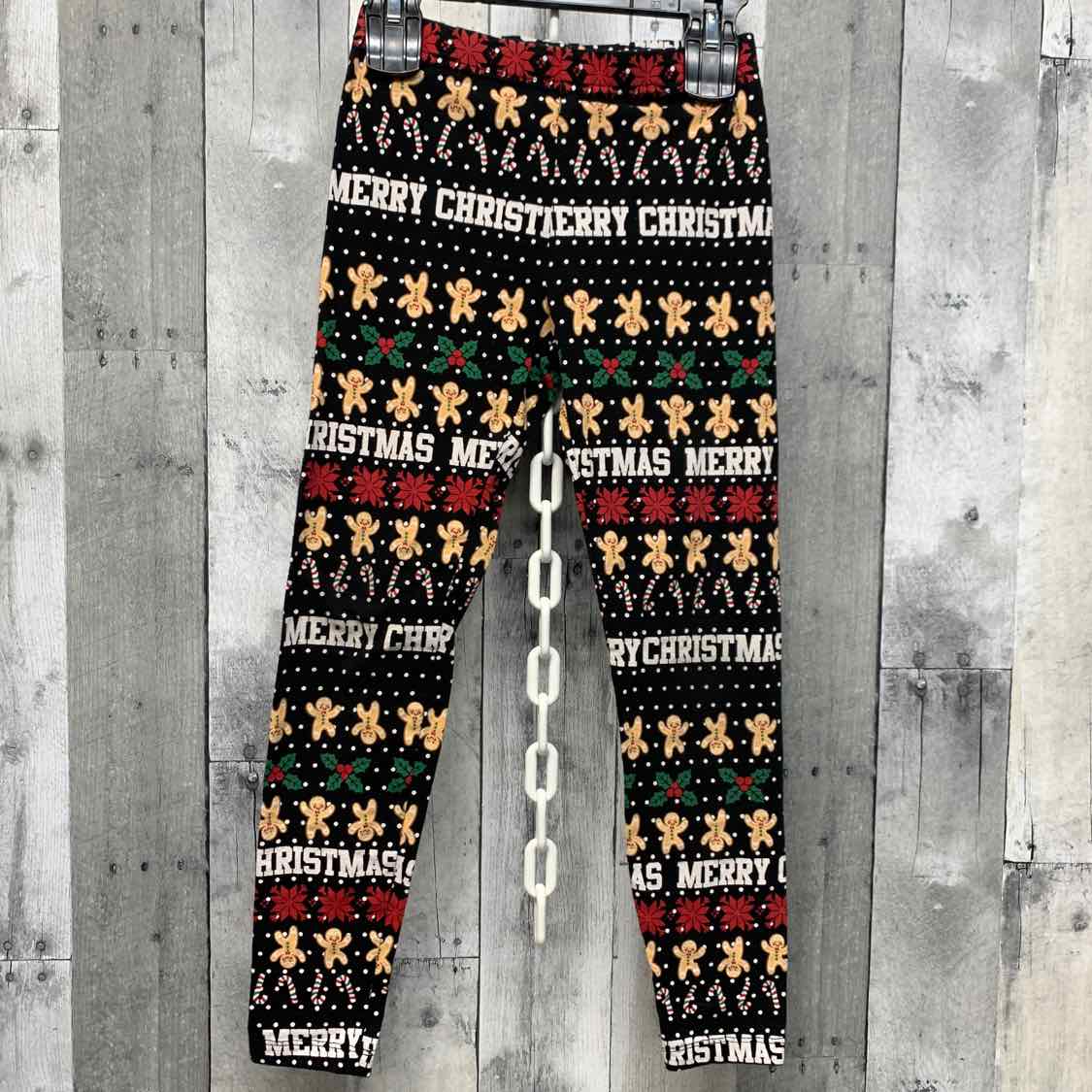 Size 7/8 Black Graphic Holiday Brands Leggings