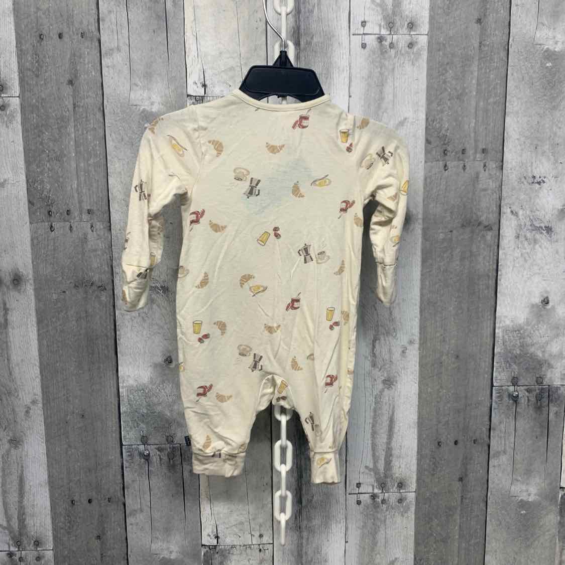 Size 0-3 Months Ivory Print Modern Moments by Gerber Footy PJs