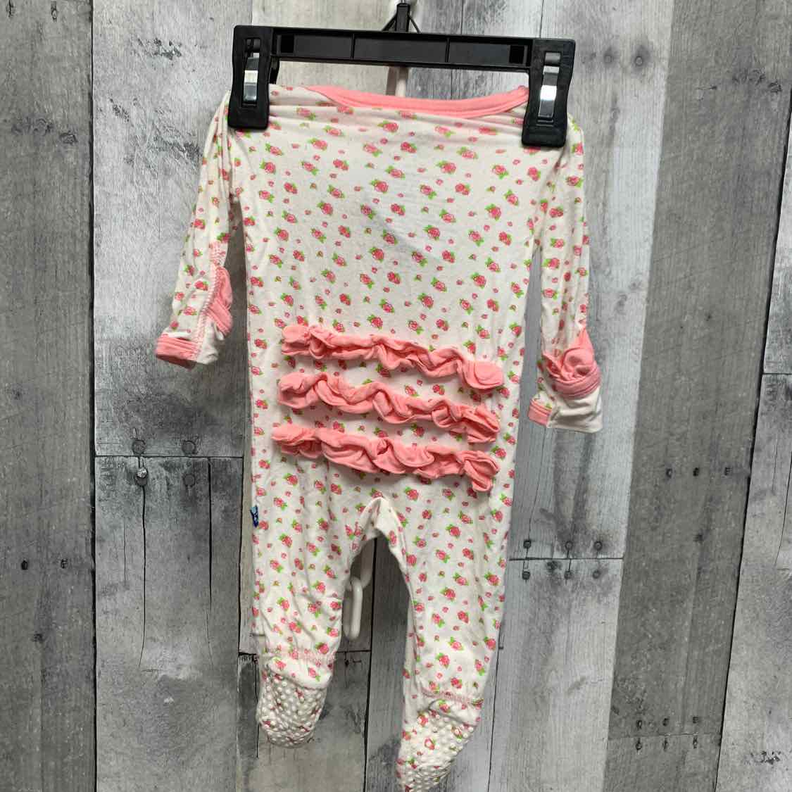 Size Newborn White/Pink Bamboo Footy PJs