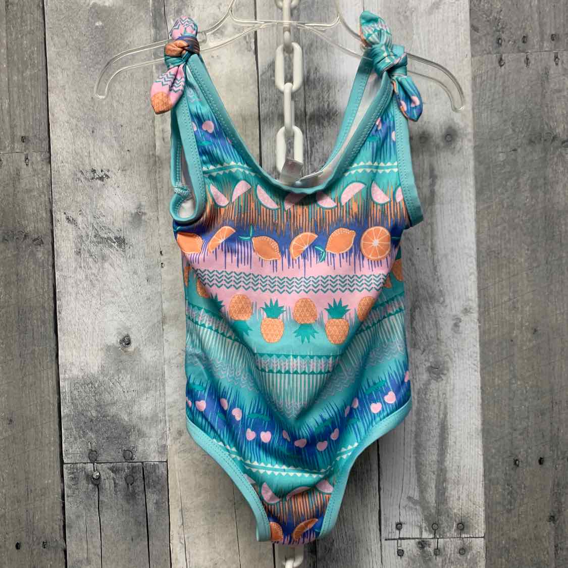 Size 4 Blue Print Pink Platinum Swim Suit - 1pc