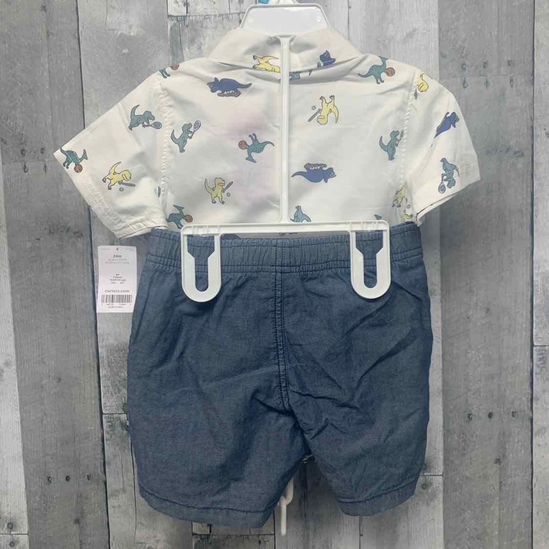 Size 24 Months White/Denim Carter's Shirt/Shorts