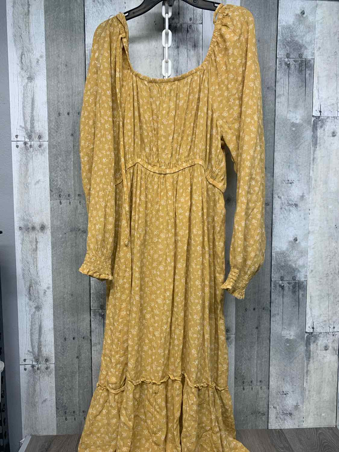 Size S Yellow Floral Print Sonoma Dress - Long Sleeve
