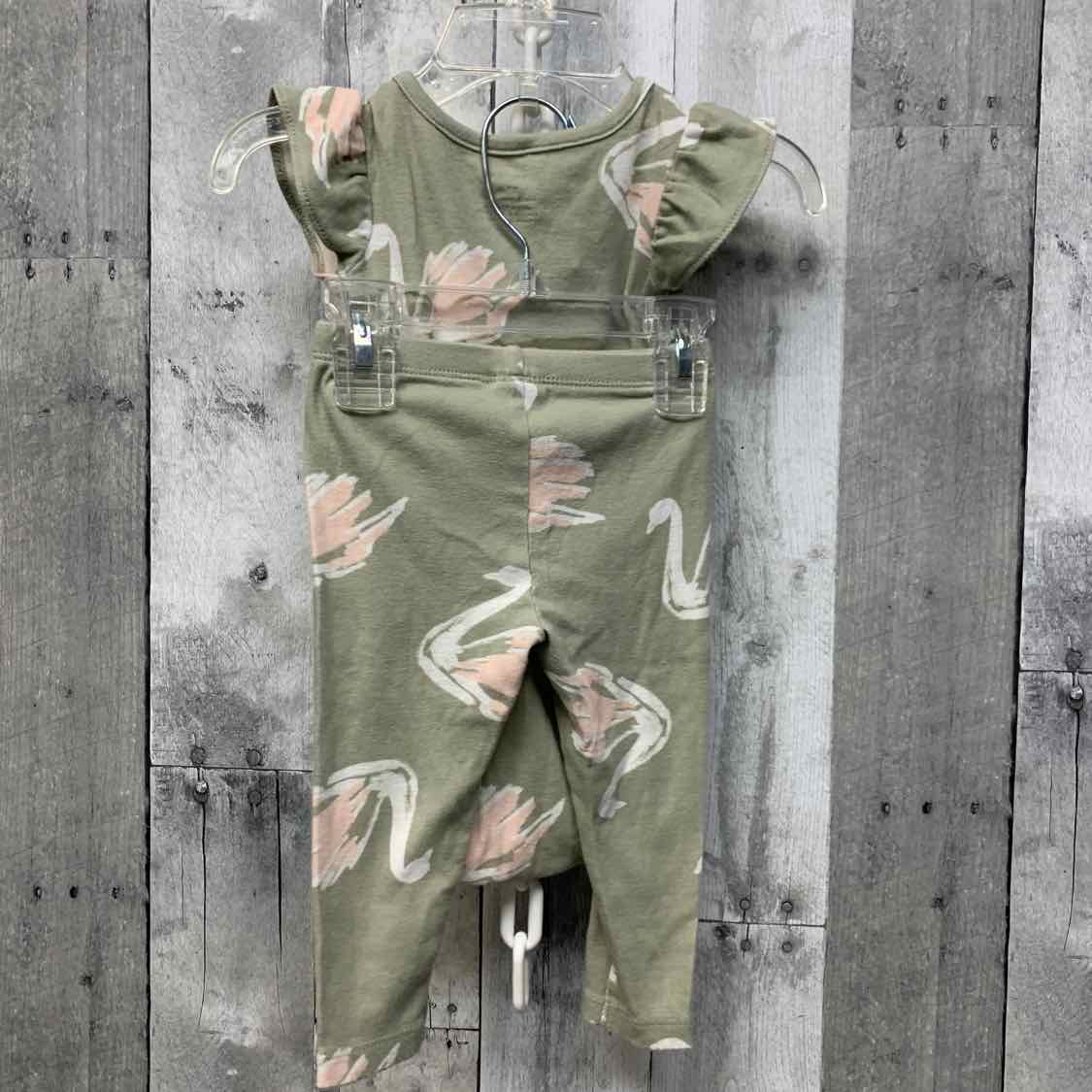 Size 12 Months Green Floral Print Carter's Shirt/Leggings