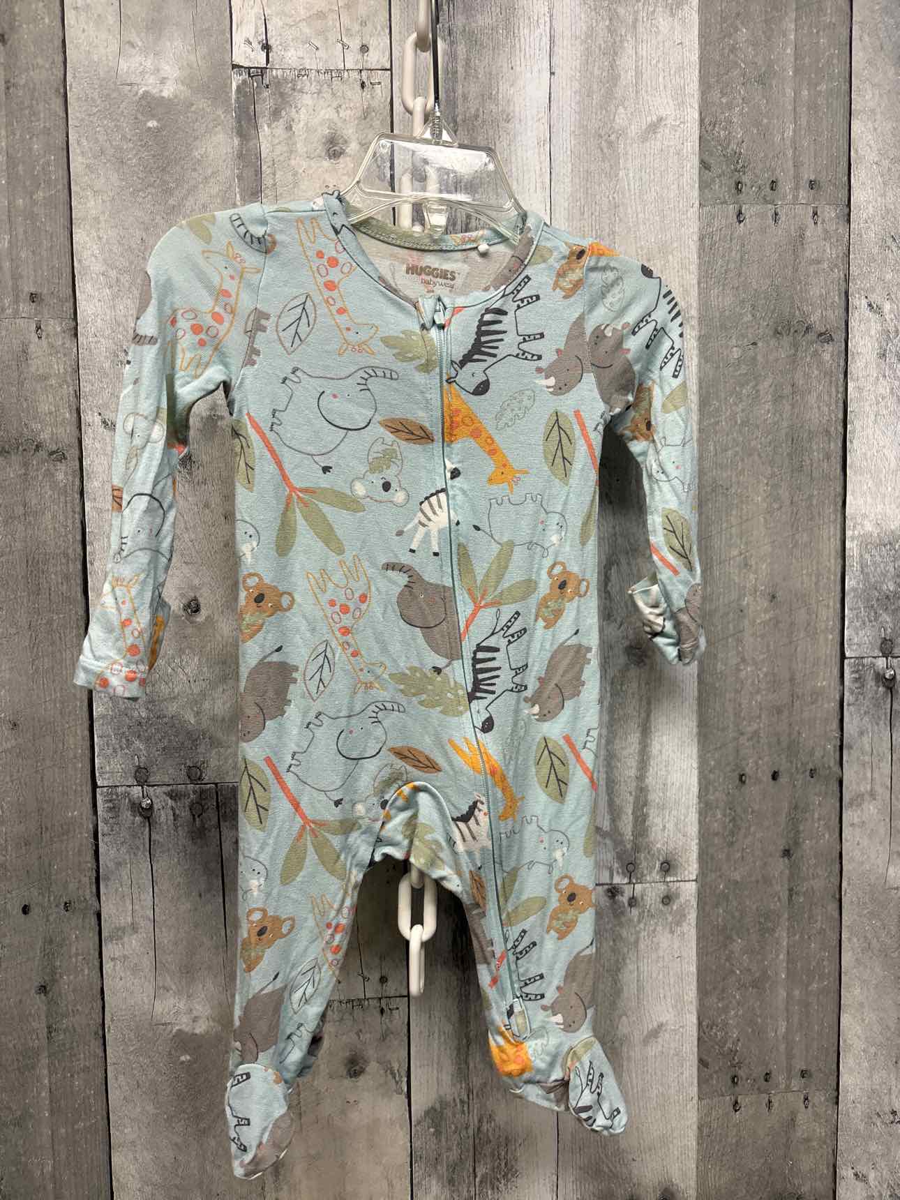 Size 3 Months Blue Graphic Bamboo Footy PJs