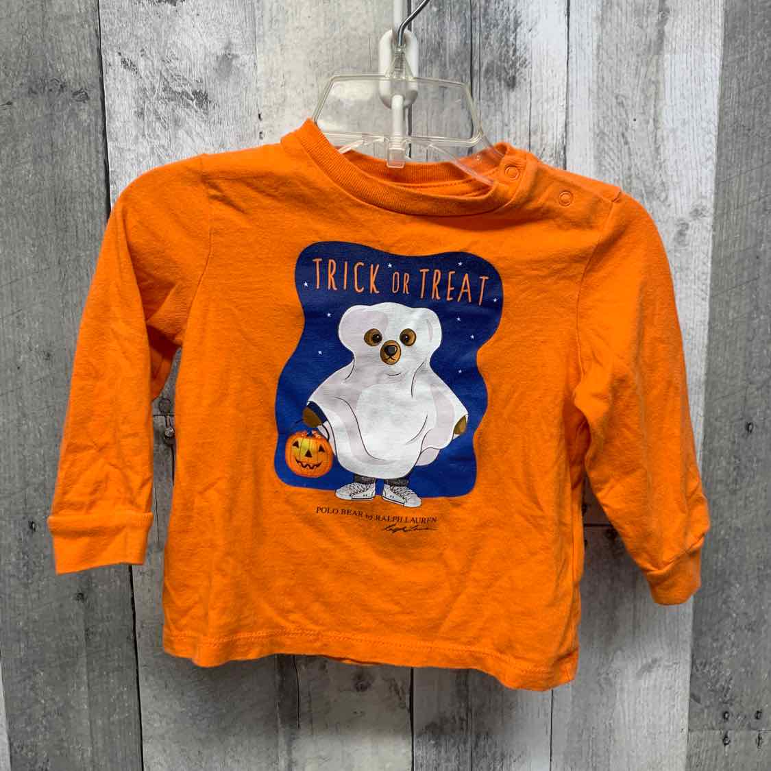 Size 12 Months Orange Graphic Ralph Lauren Long Sleeve Shirt