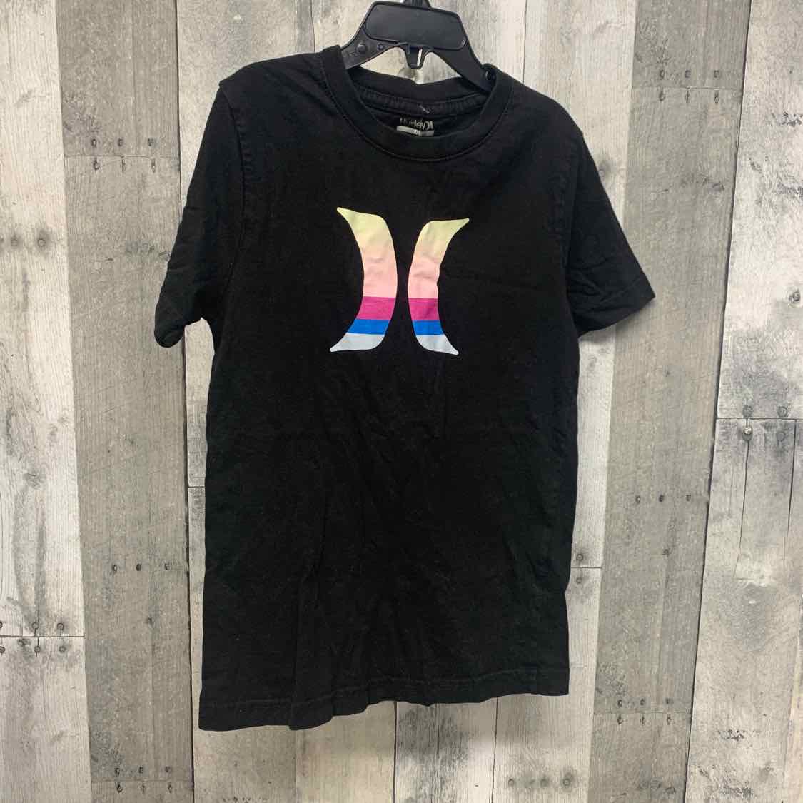 Size 7/8 Black Print Hurley T Shirt