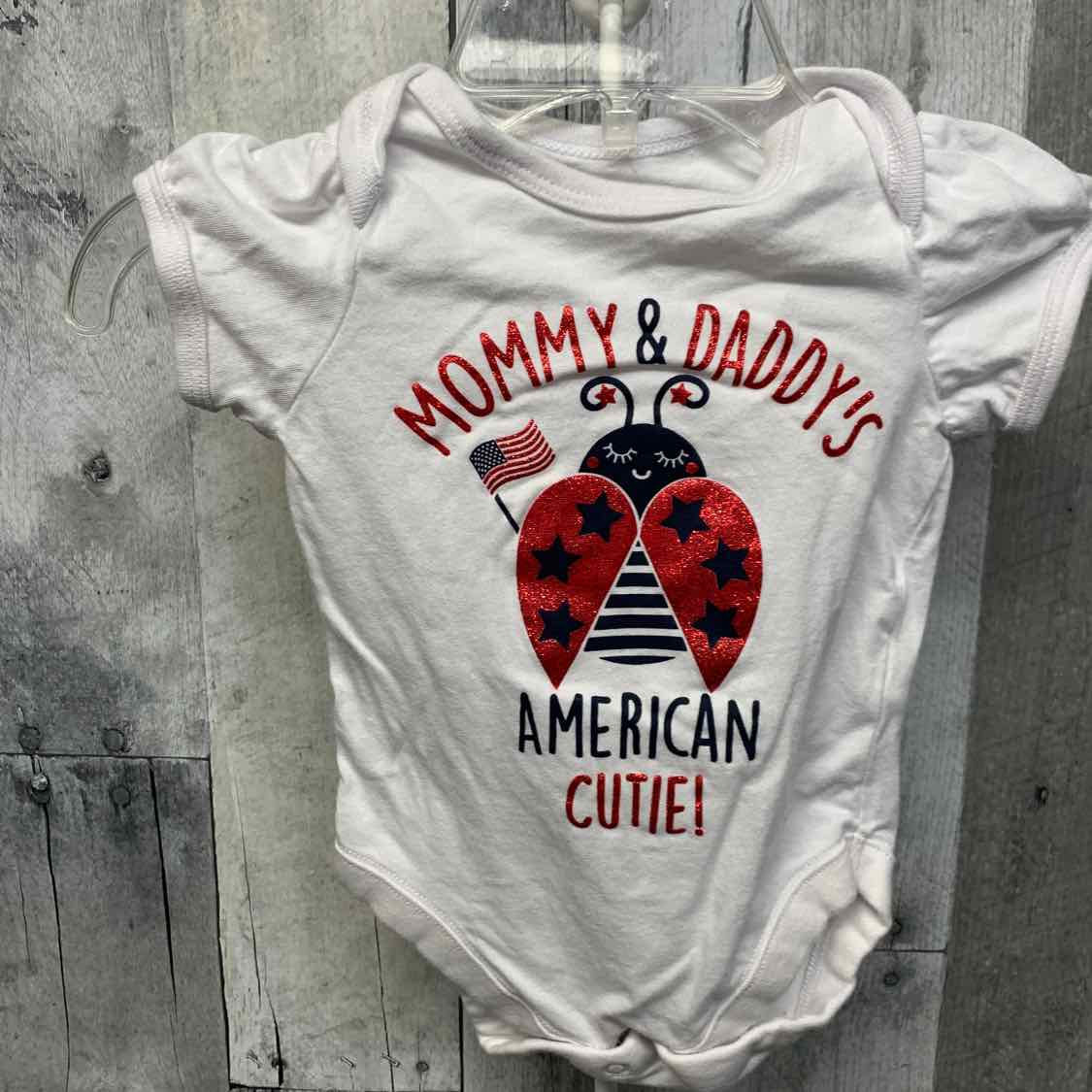 Size 0-3 Months White/Red Children's Place Bodysuit