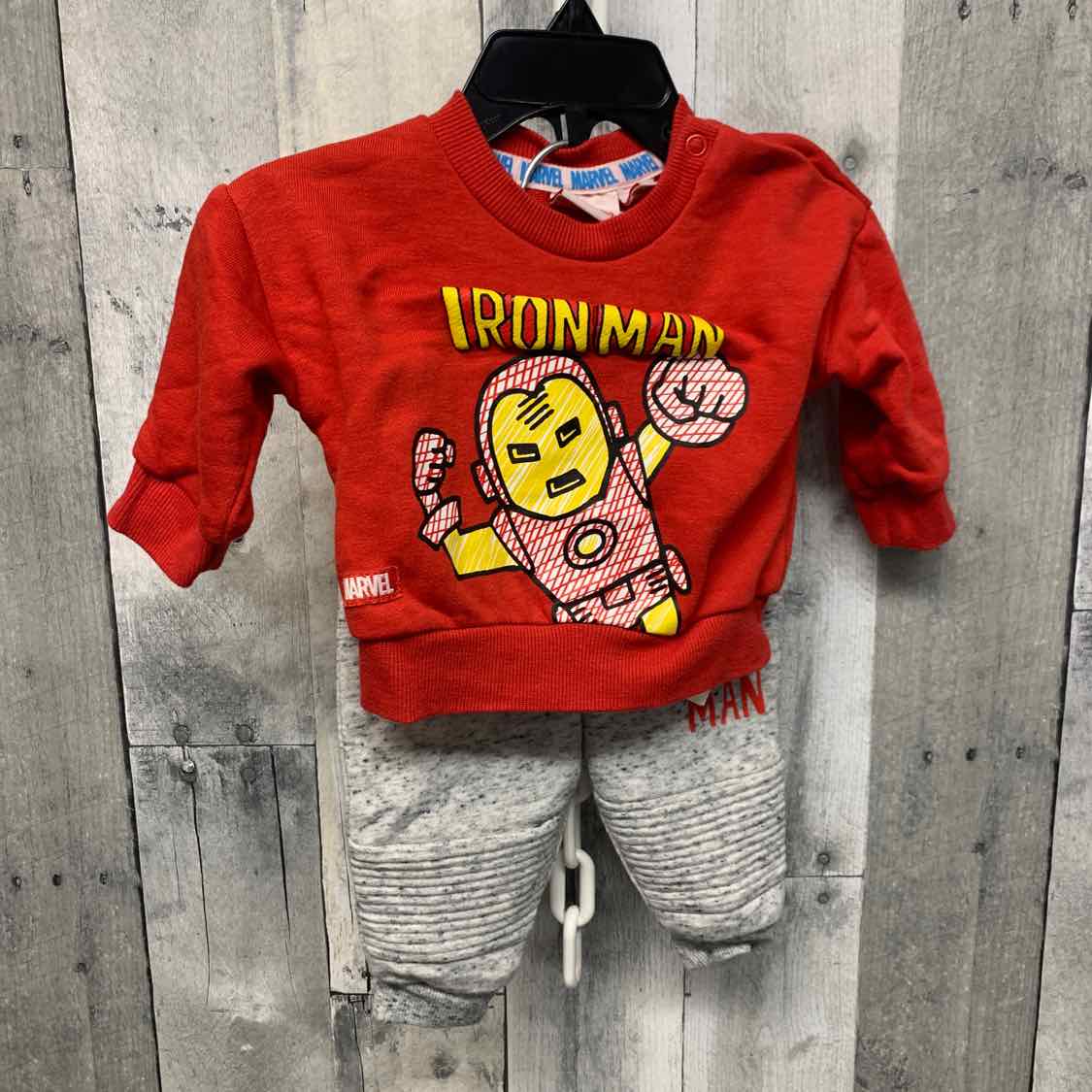 Size 0-3 Months Red/Gray Marvel Sweats - 2pc