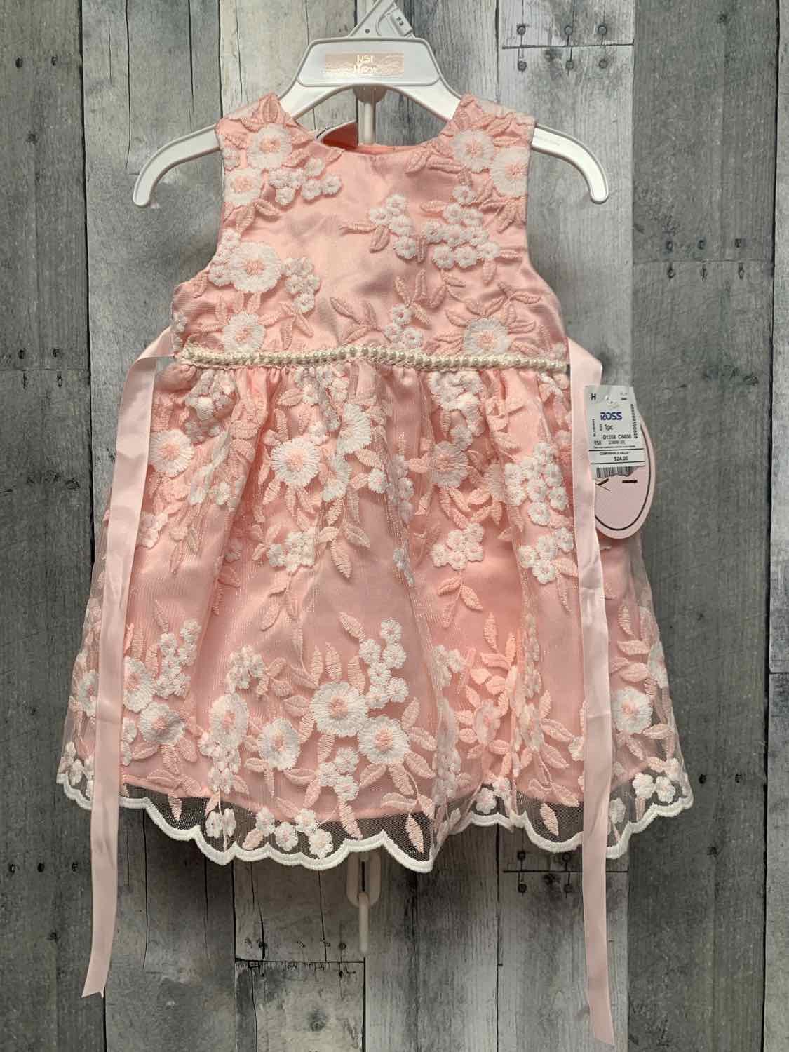 Size 18 Months Pink Floral Print Mid Brand Dress - Party