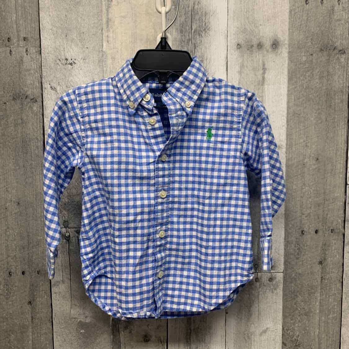 Size 18 Months Blue Plaid Ralph Lauren LS Button Up