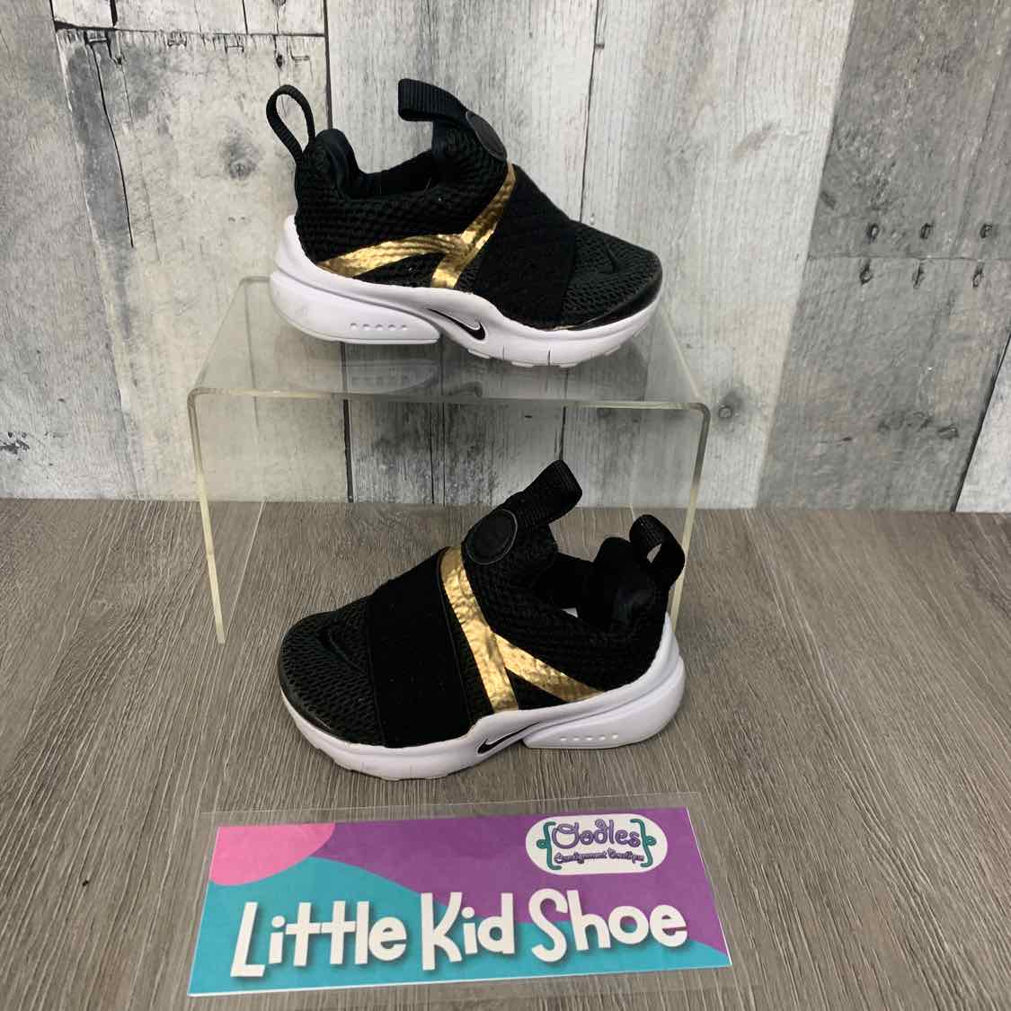 Size 6 Black/Gold Sport Brand Sneakers