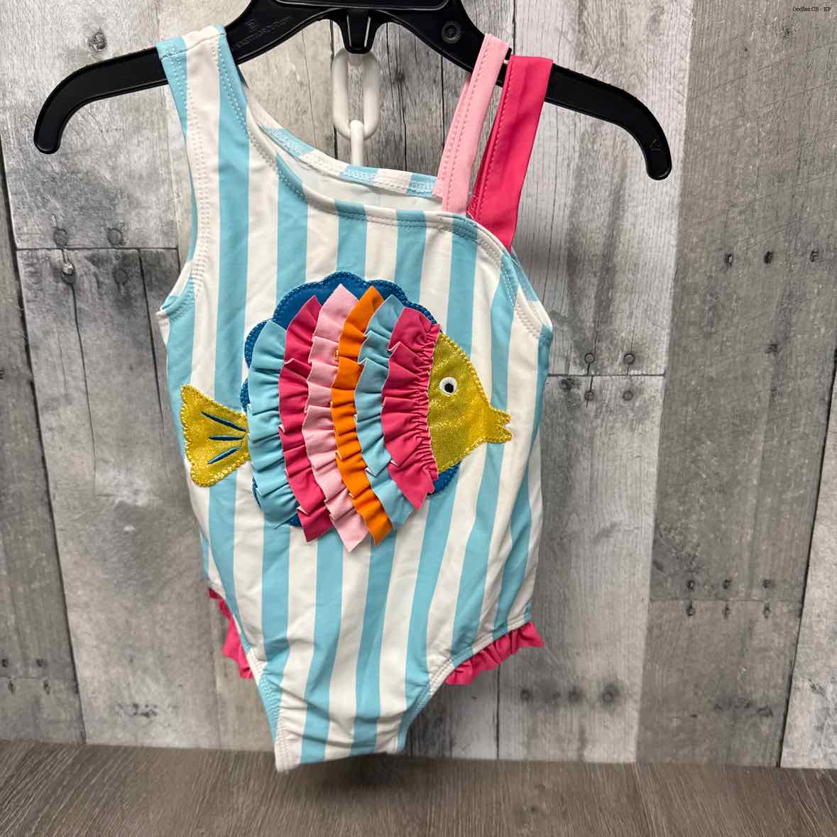 Size 24 Months/2T Blue Striped Mud Pie Swim Suit - 1pc - OodlesCB