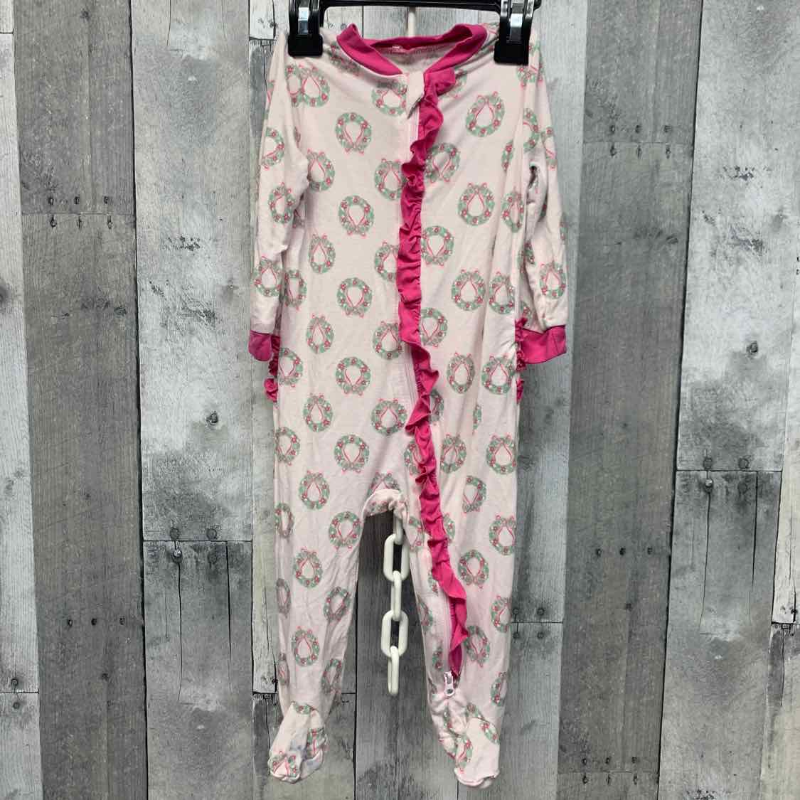Size 6-9 Months Pink/Green Bamboo Footy PJs