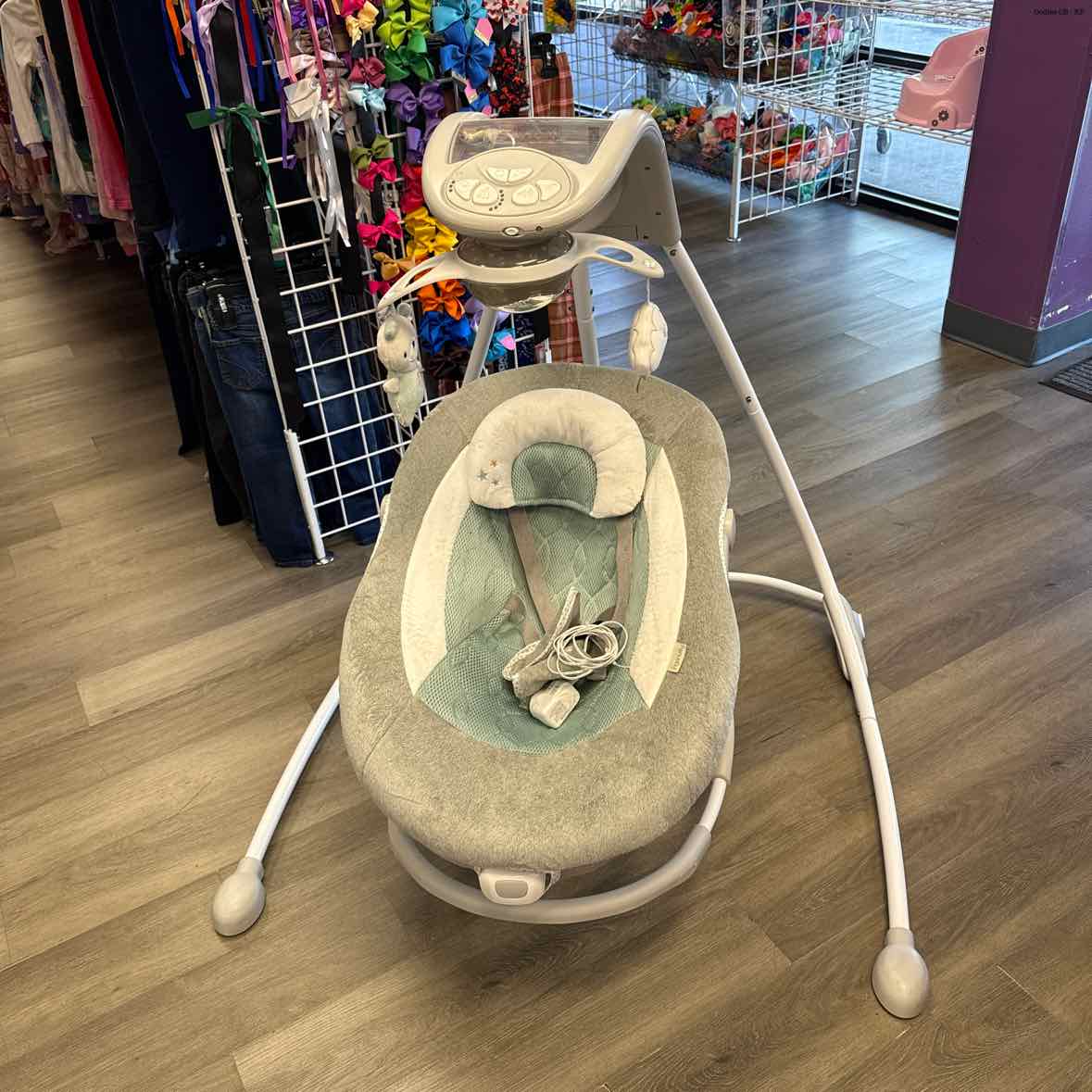 Ingenuity Teal/White Swing w/ Pwr Plug