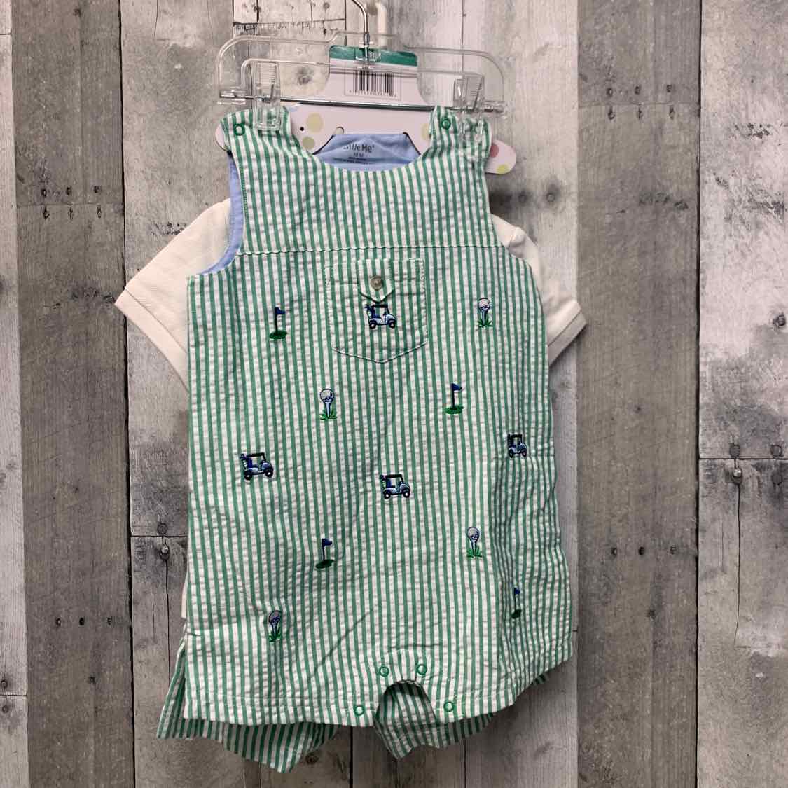 Size 18 Months White/Green Little Me Shirt/Shorts - OodlesCB