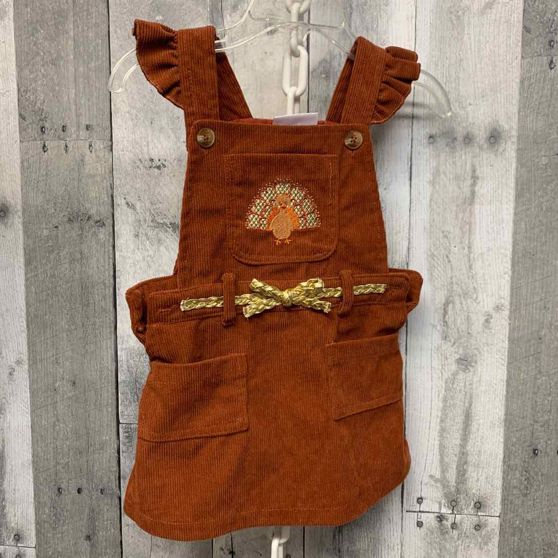 Size 12 Months Brown/Gold Little Lass Overalls