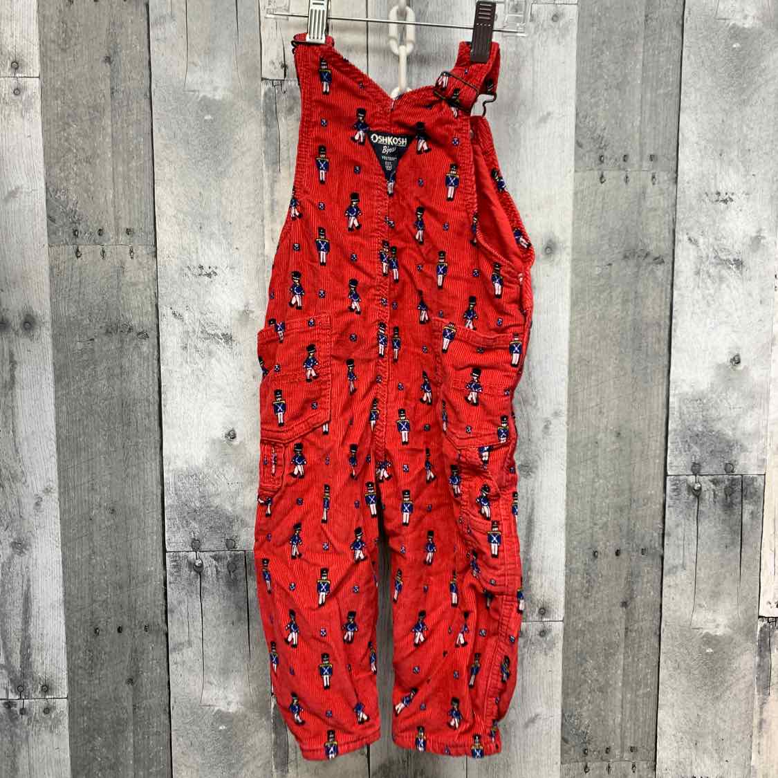 Size 18 Months Red Print Osh Kosh Overalls