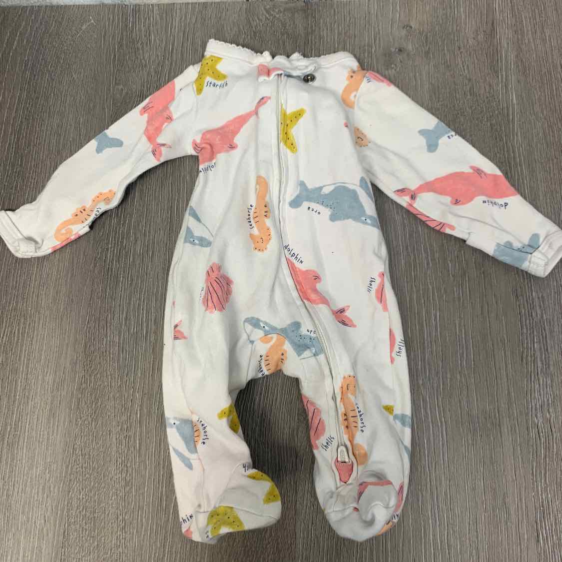 Size Preemie White Print Child of Mine Footy PJs