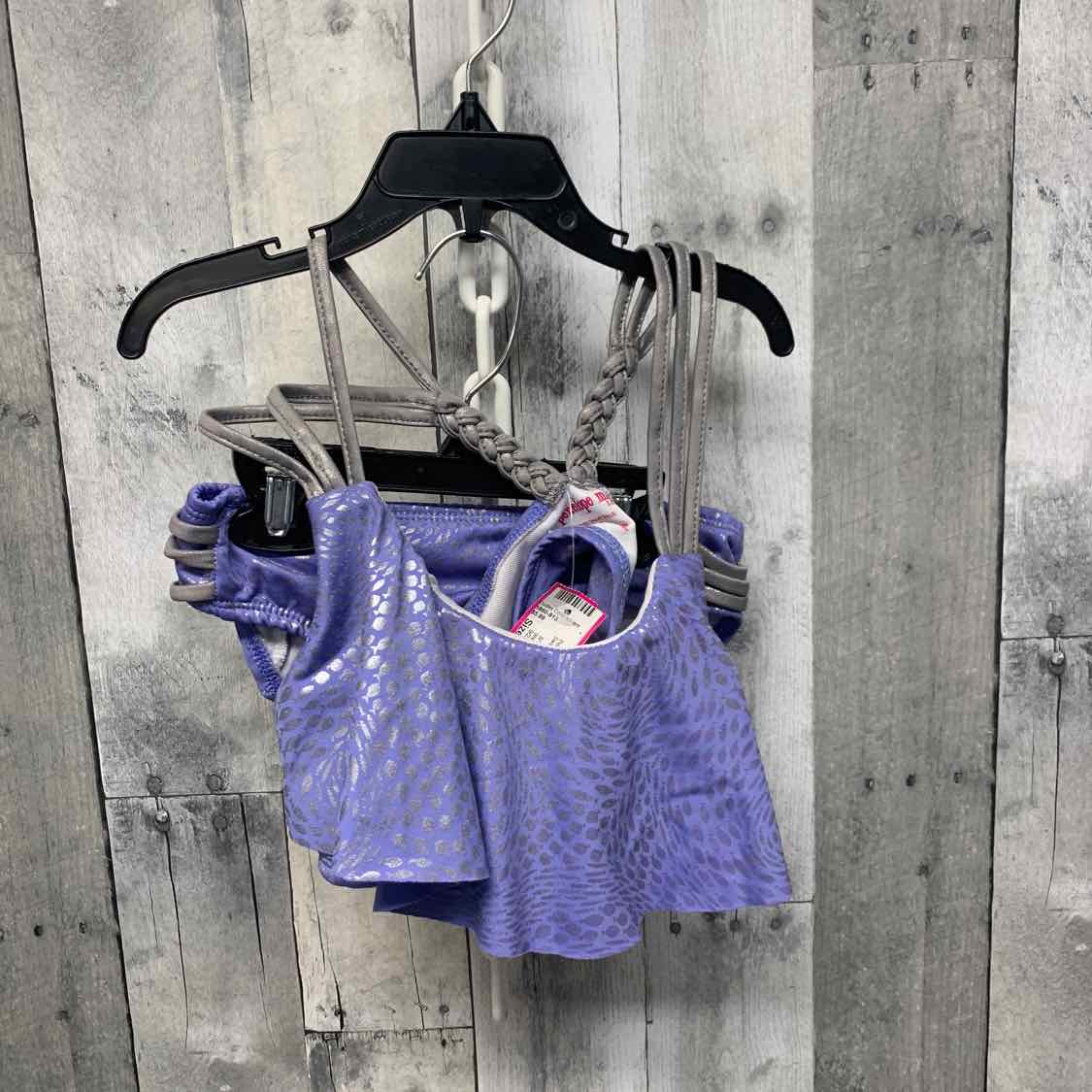 Size 8 Purple/Silver Penelope Mack Swim Suit - 2pc+
