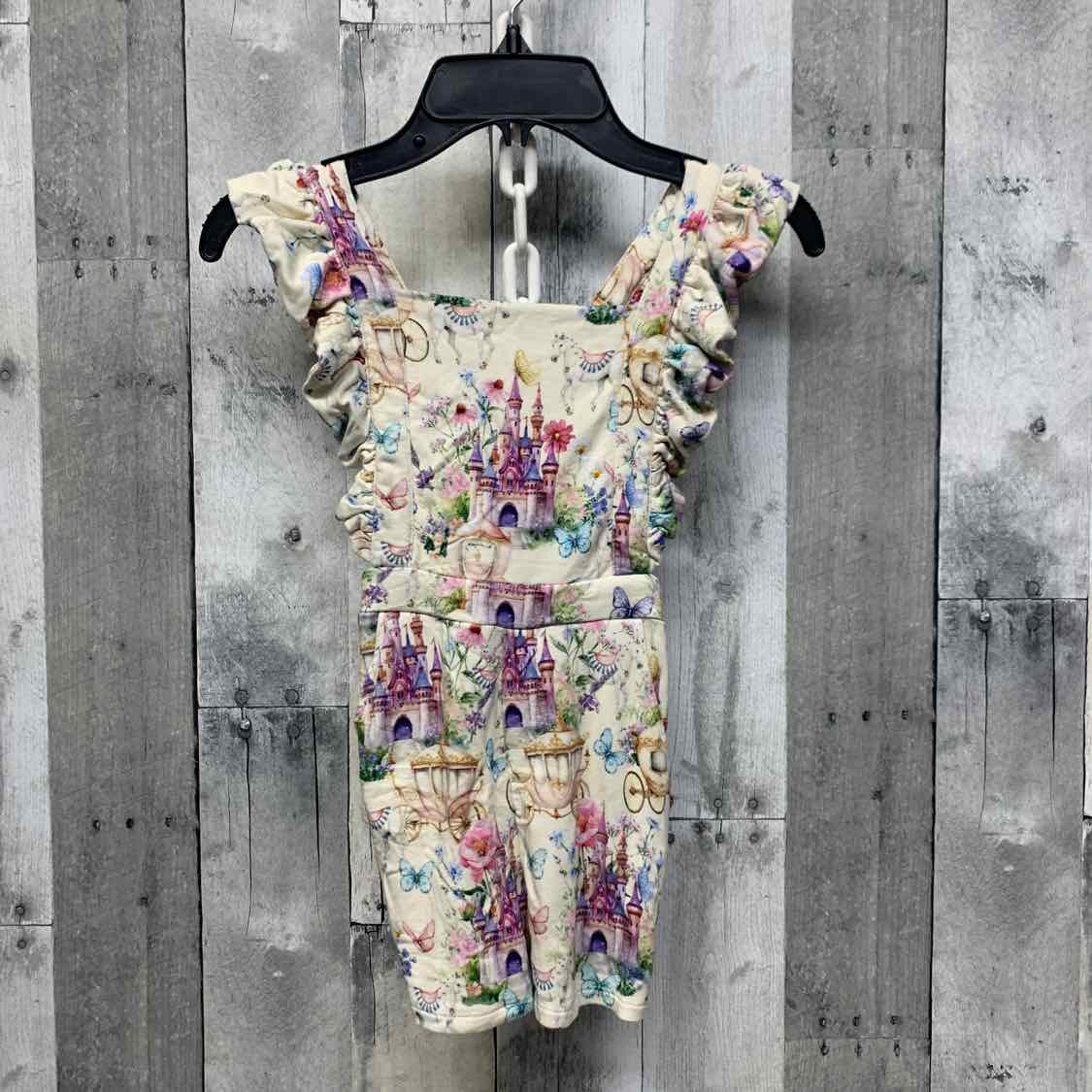 Size 5/6 Ivory Print Posh Peanut Romper - OodlesCB