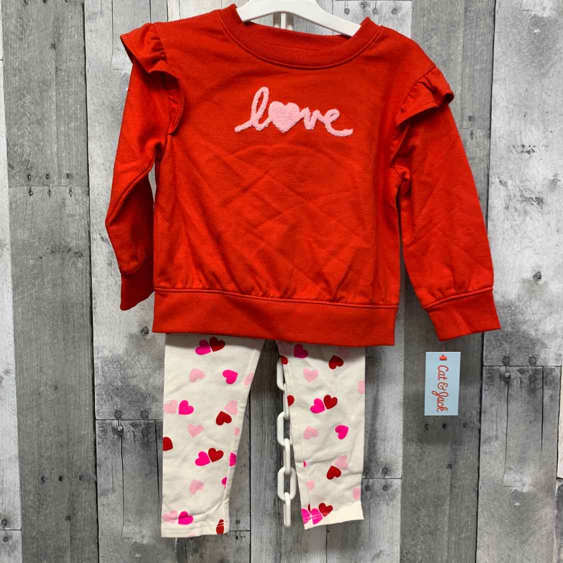 Size 2T Red/Pink Cat & Jack Shirt/Leggings