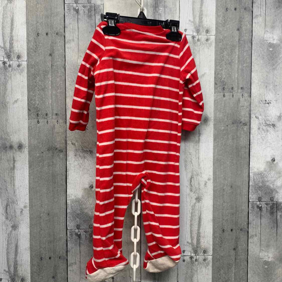 Size 12 Months Red Striped Little Me Footy PJs