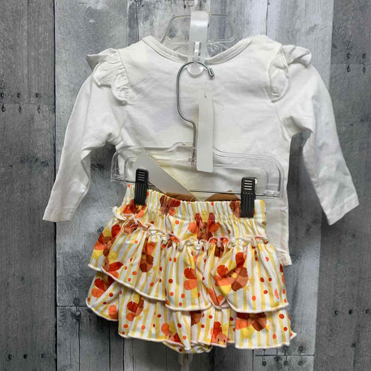 Size 3-6 Months White/Yellow B Brand Shirt/Shorts