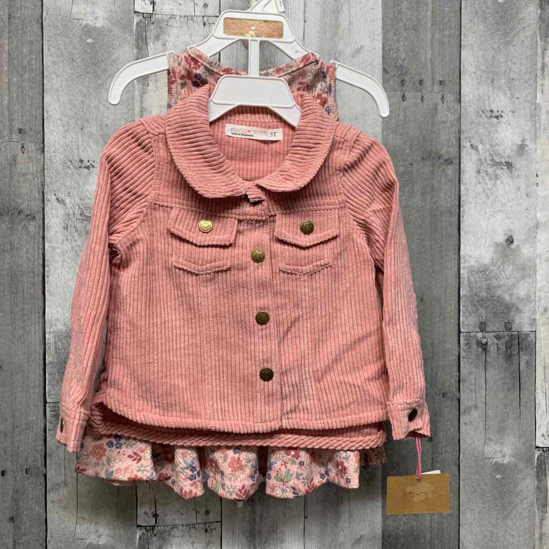 Size 3T Pink Young Hearts 2pc Dress