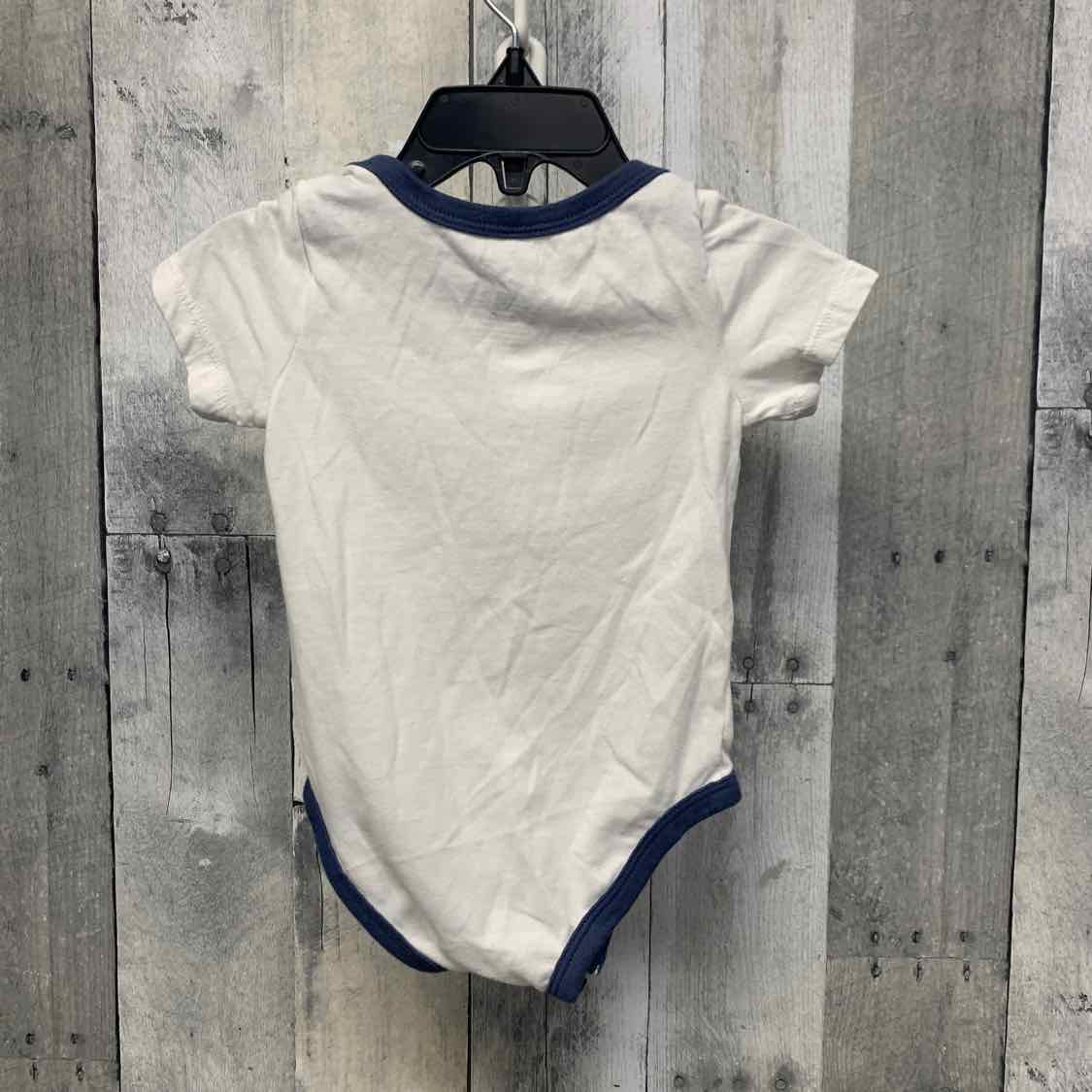 Size 9 Months White/Blue Sport Brand Bodysuit - OodlesCB