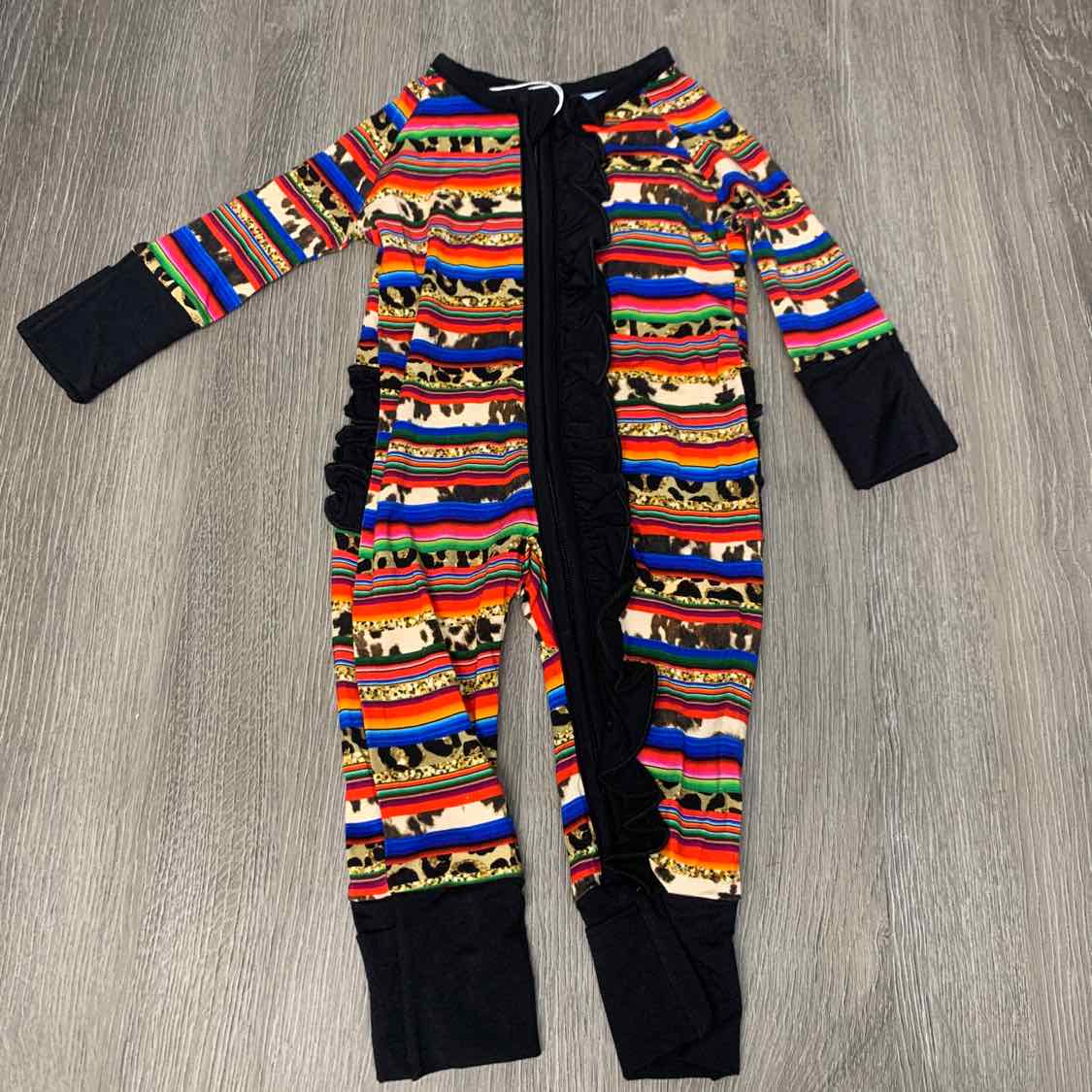 Size Preemie Black/Red Bamboo Footy PJs