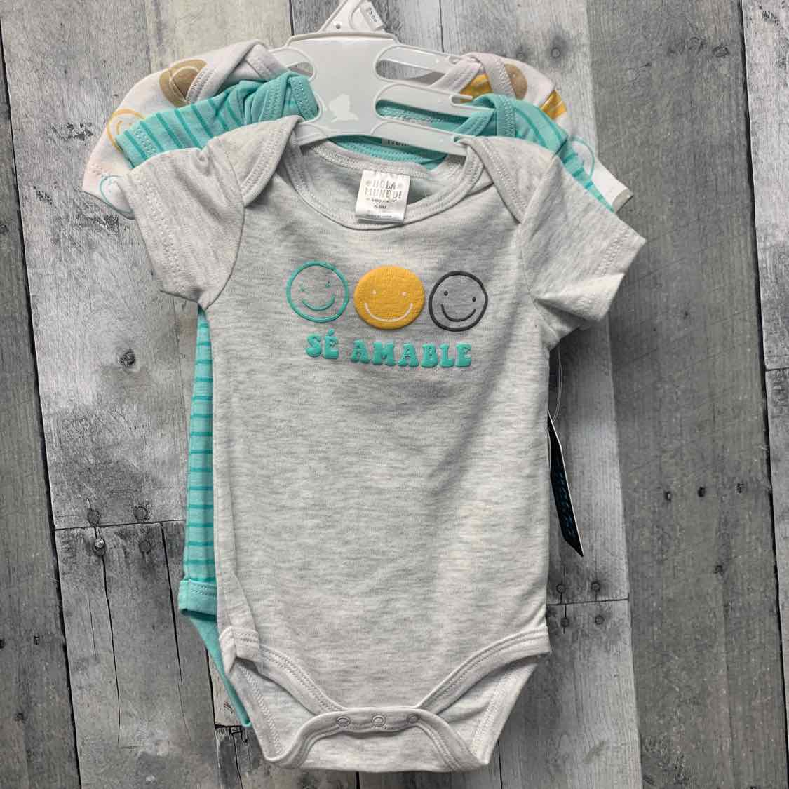 Size 6-9 Months Gray/Teal B Brand Bodysuit