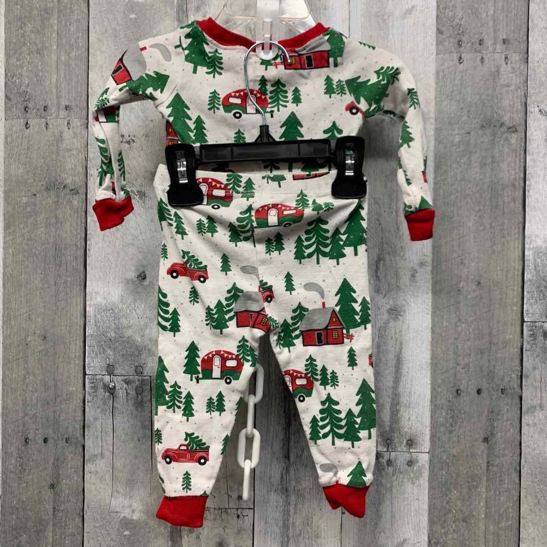 Size 12 Months White Print Holiday Brands 2pc PJs